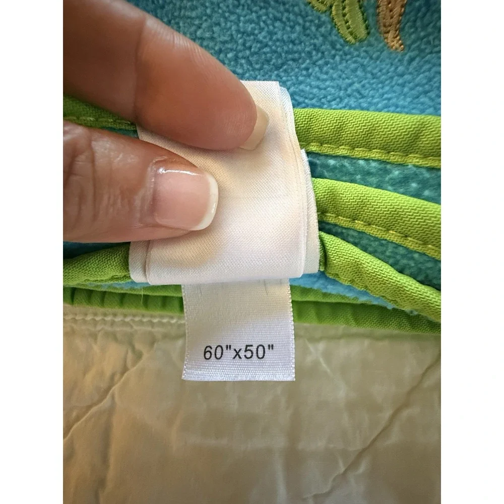 Disney Store Blue Green Trim Tinker Bell Blanket Fleece Wings Fairy‎ 60